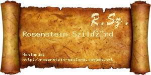 Rosenstein Szilárd névjegykártya